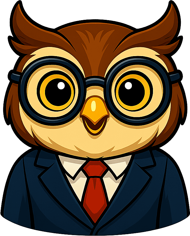 Ollie the Legal Friend owl mascot waving